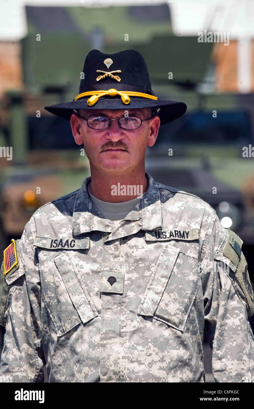 Indiana National Guard Spc. James Isaac of Liberty Ind. a cavalry scout in Troop B 1-152 Cavalry along with roughly 1 000 Guards Stock Photo