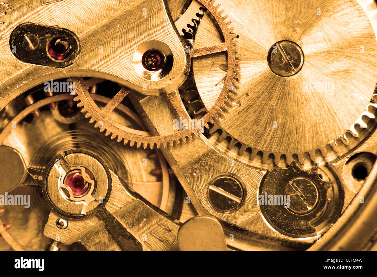 Clockwork of wristwatch super close up Stock Photo