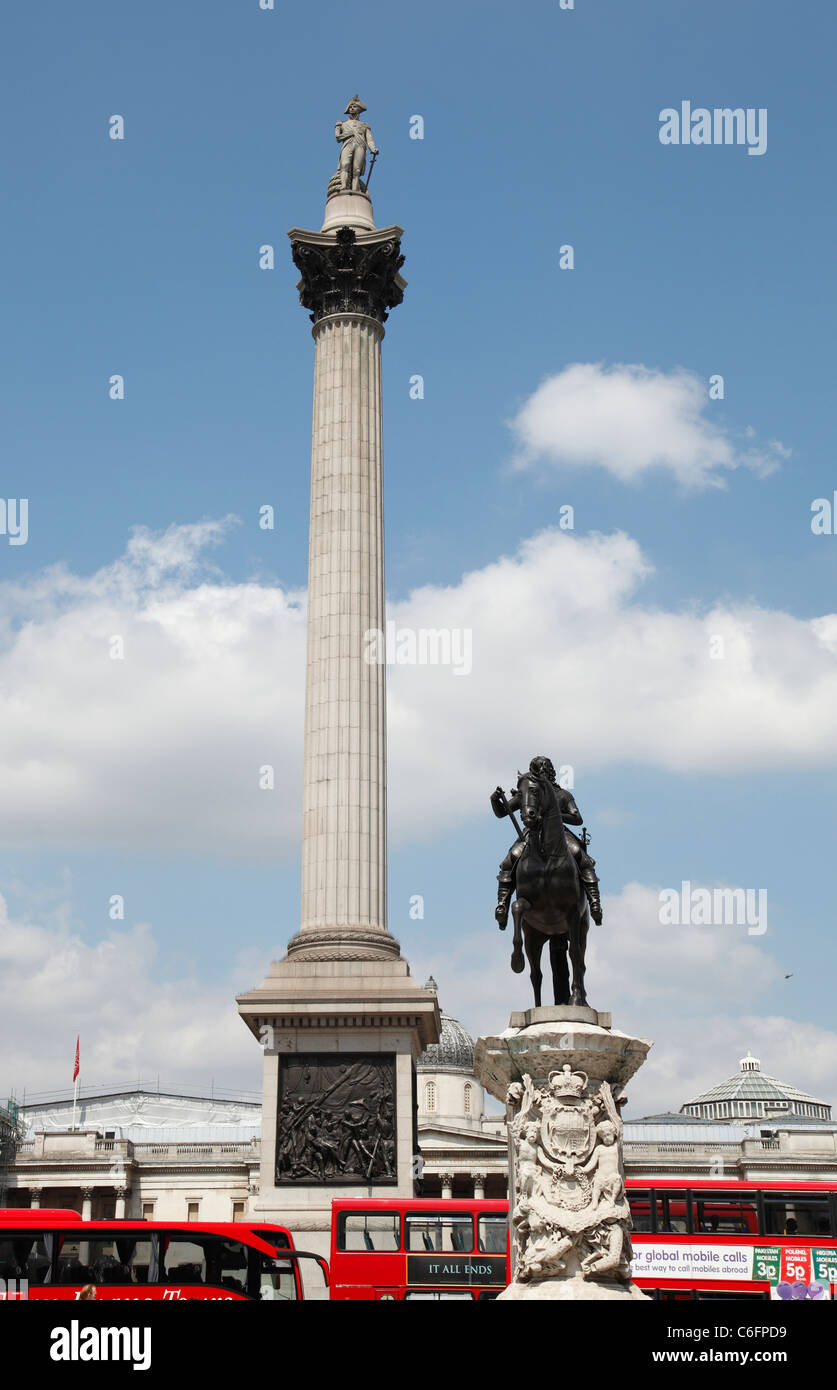 Nelson's Cloumn, Trafalgar Square, London, Engalnd, U.K. Stock Photo