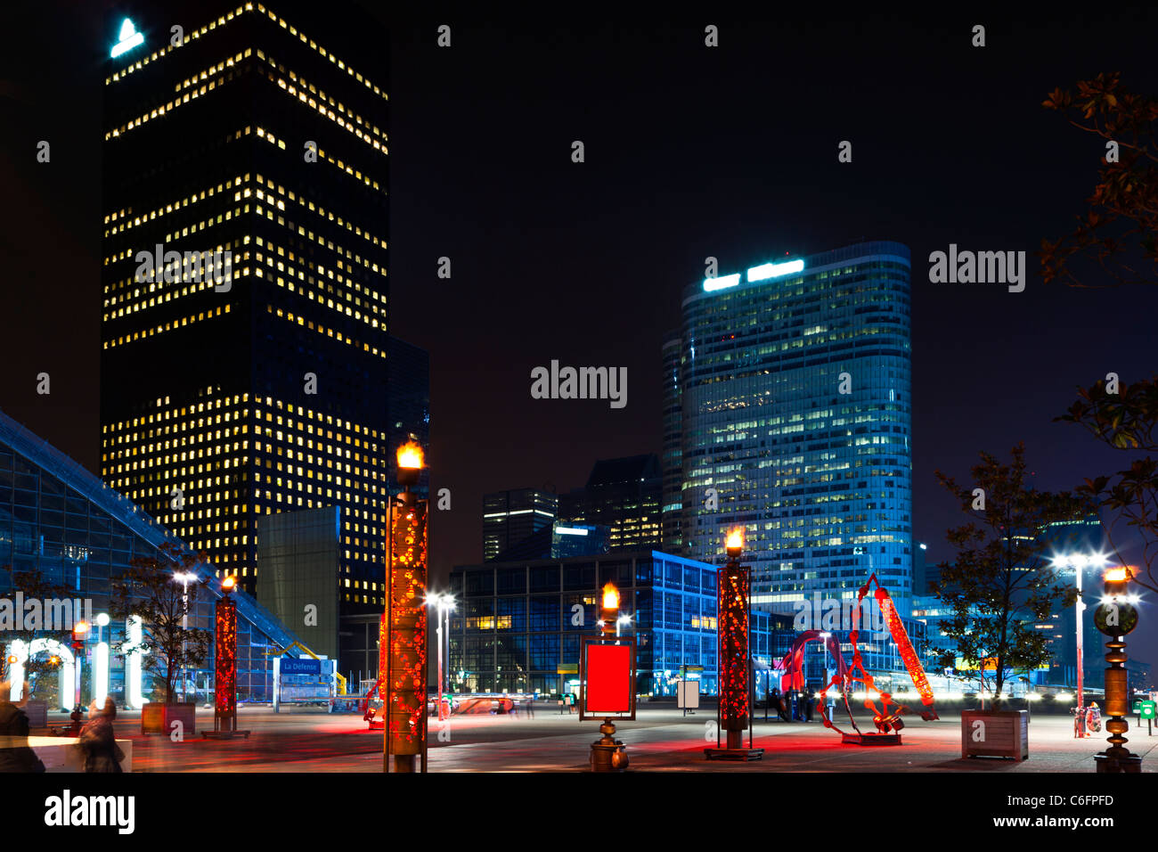 Night view of the financial and business district of Paris - La Défense. Stock Photo