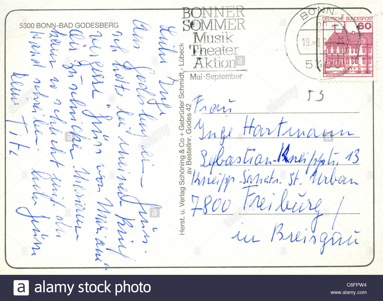 German Vintage Greeting Postcard Stock Photos &amp; German Vintage Greeting