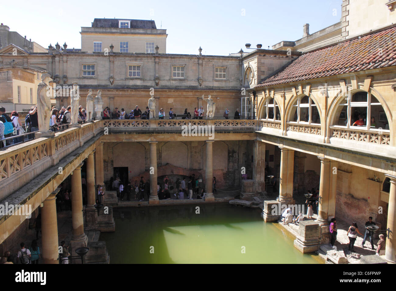 Upper Balcony view of Roman Baths Museum Bath Somerset Stock Photo - Alamy