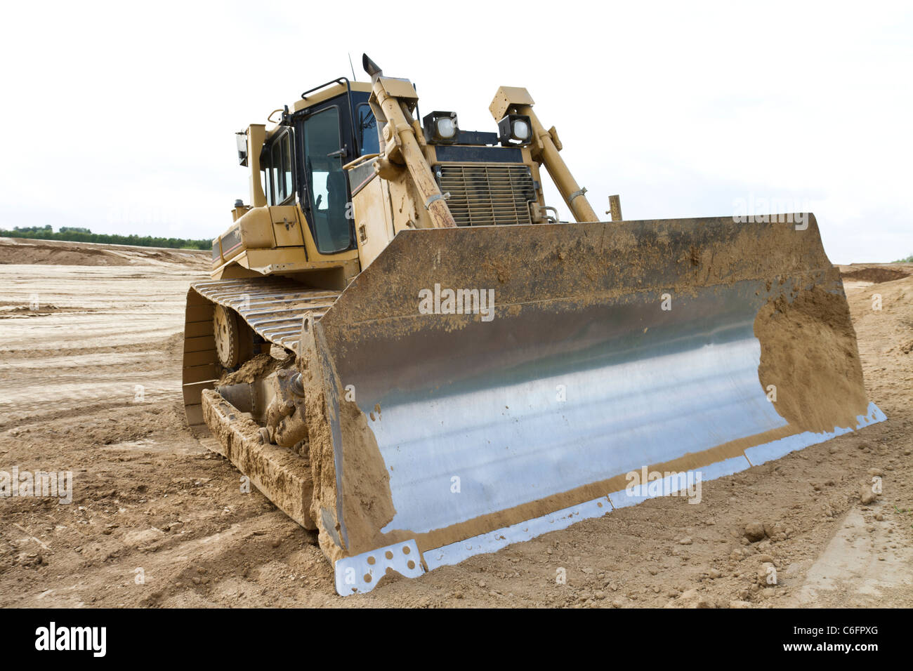 bulldozer on construction site Stock Photo