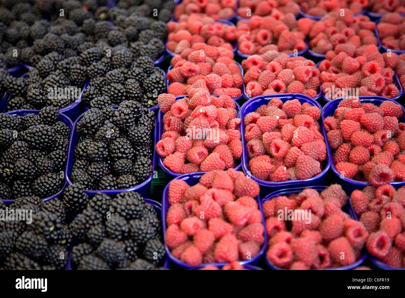 Mixed berries at market Stock Photo Alamy
