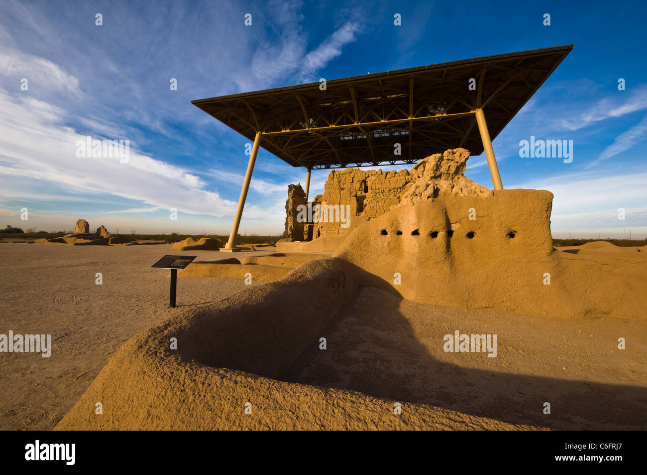Casa Grande Ruins National Monument, in Coolidge, Arizona A group of Hohokam structures. Stock Photo