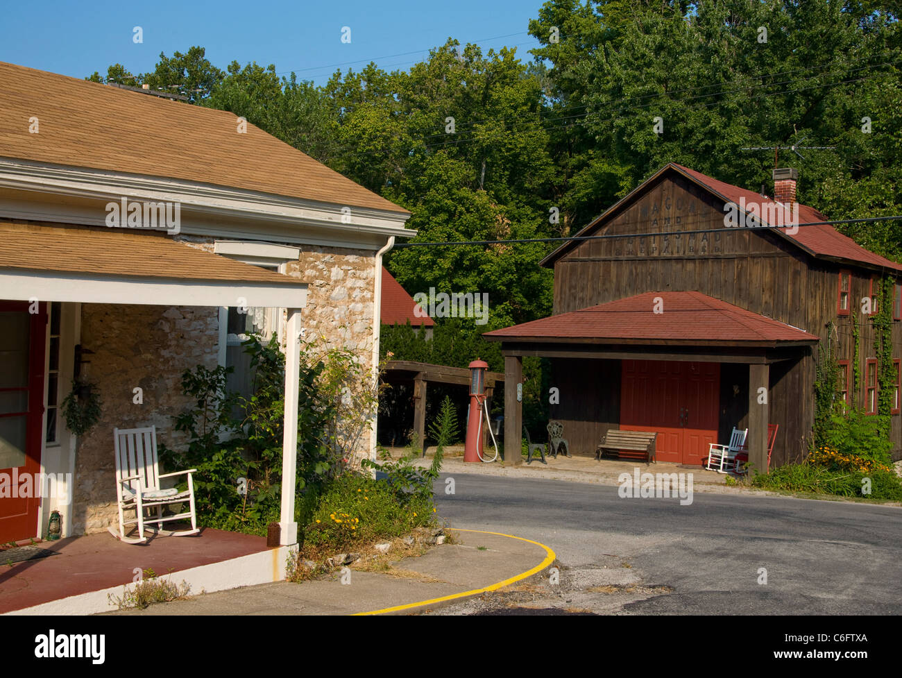 Historic home and buggy shop in the historic town of Elsah,  Illinois. Stock Photo
