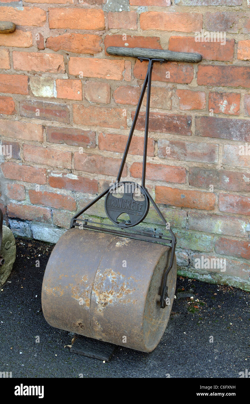 An old Ironcrete garden roller Stock Photo