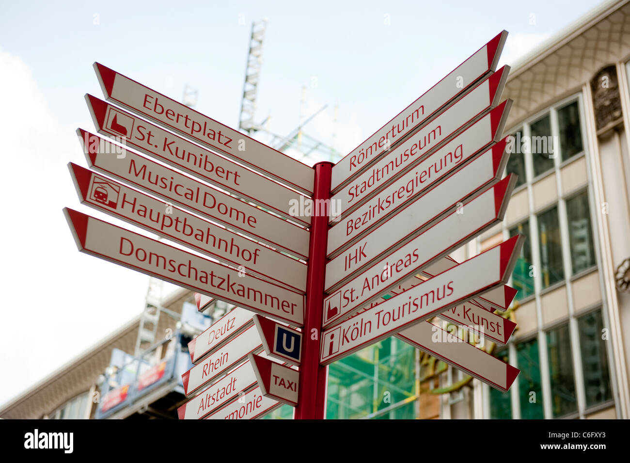 Tourist Direction Signs Cologne Koln Germany Europe Stock Photo