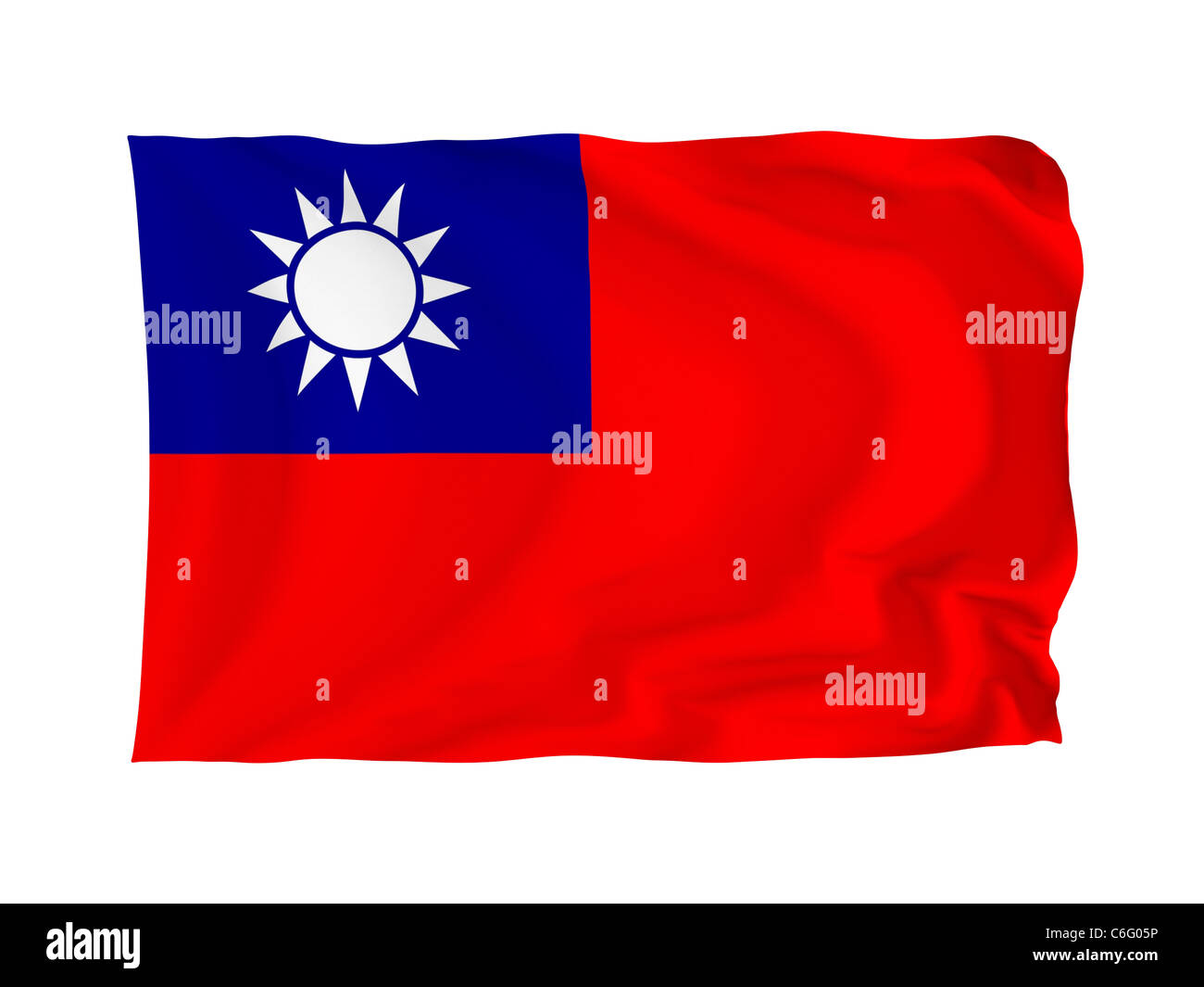 Taiwan. High resolution Asian Flag series. With fabric texture. Stock Photo