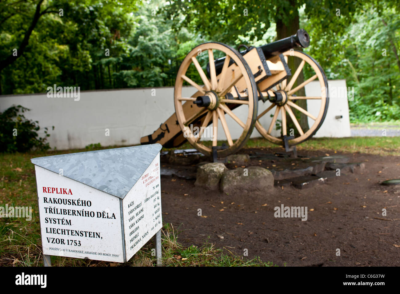Canon replica near the museum at the Austerlitz battlefield site. Stock Photo