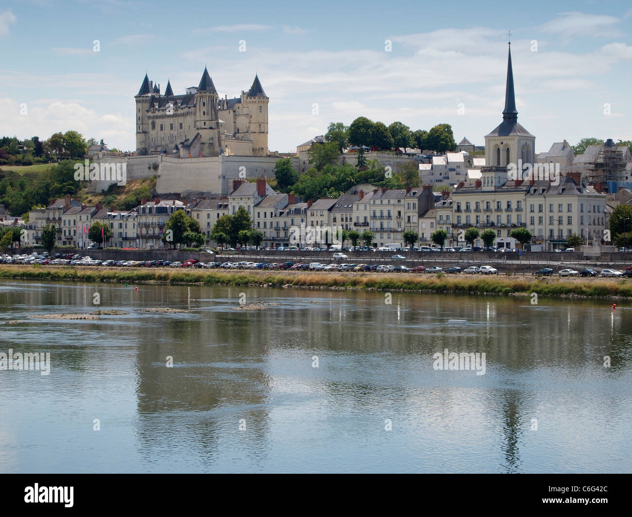 the city of Saumur along the Loire river, France Stock Photo