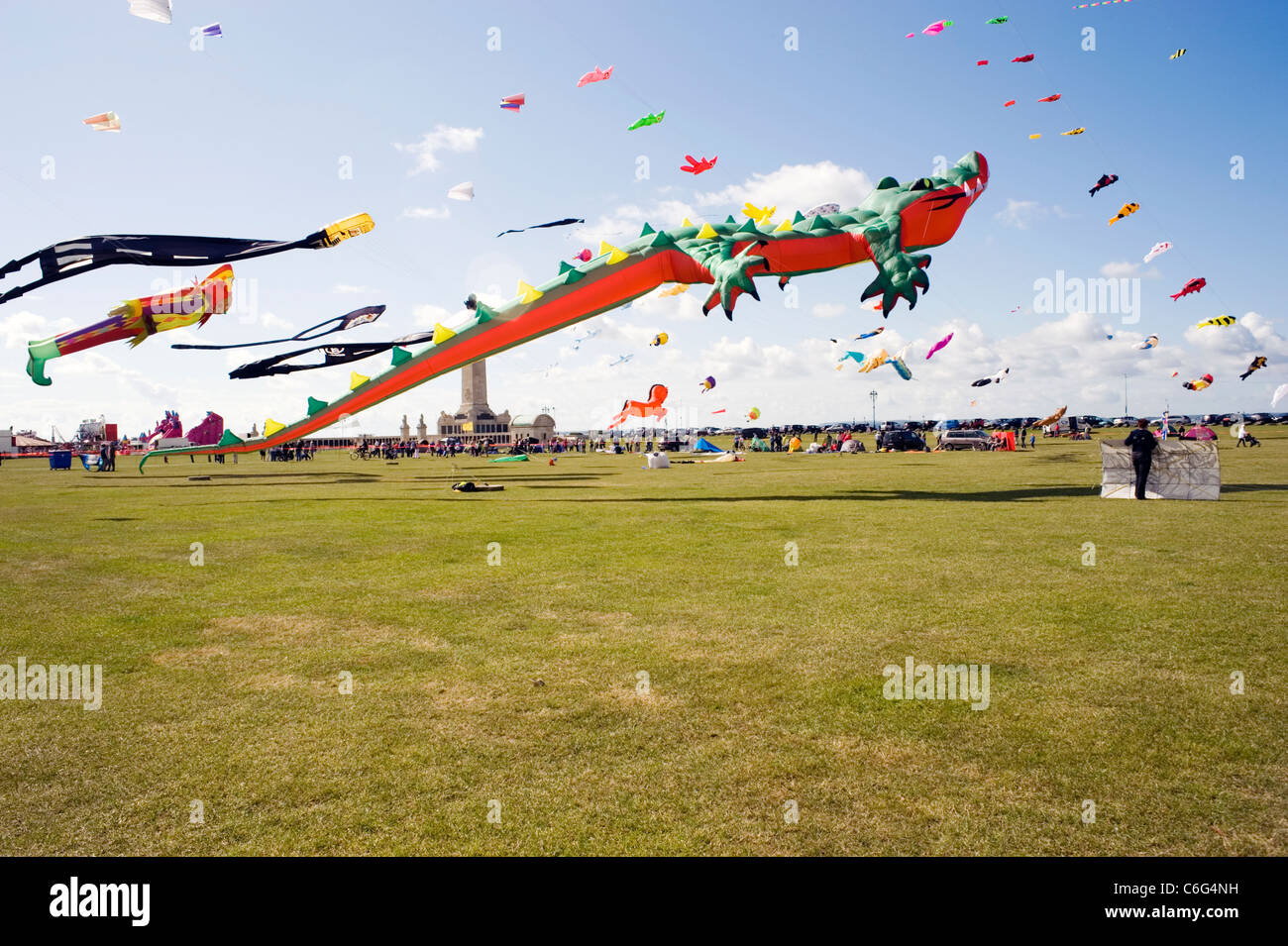 colourful kites of all shapes and sizes flying at southsea kite