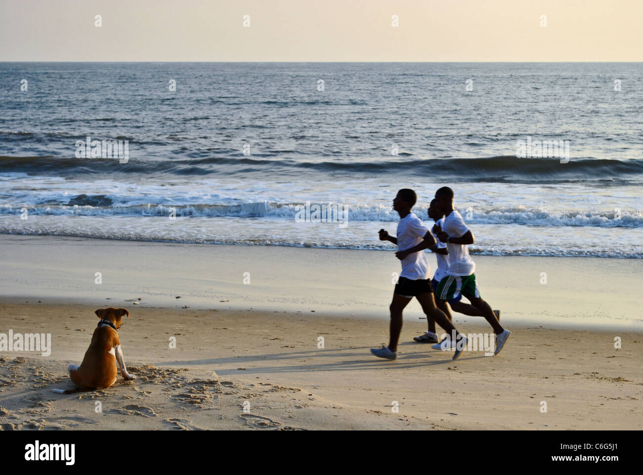 Lumley beach in the evening, Freetown, Sierra Leone, West Africa Stock Photo