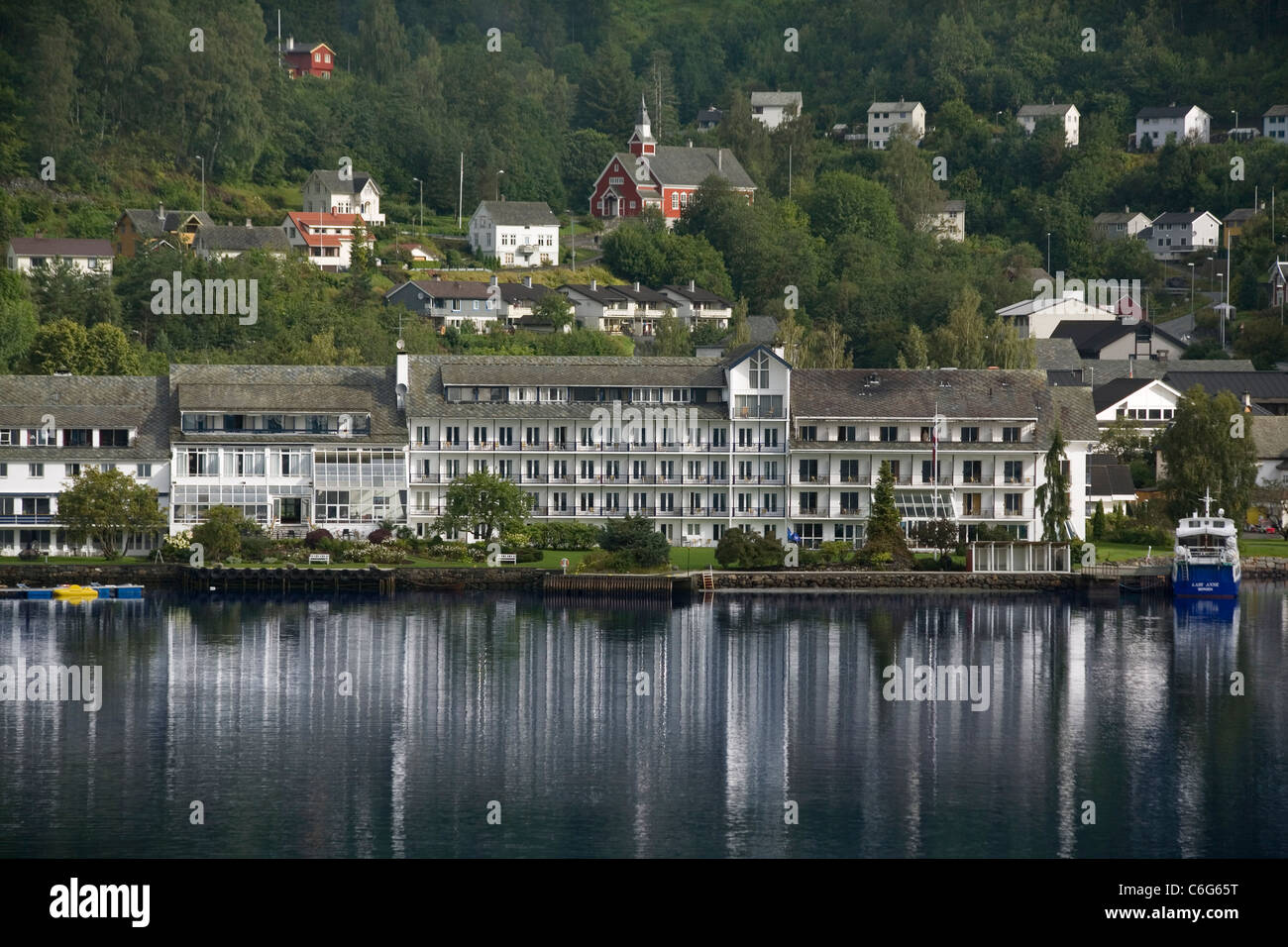 Norway Hordaland Hardanger Ulvik Brakanes hotel & waterfront Stock