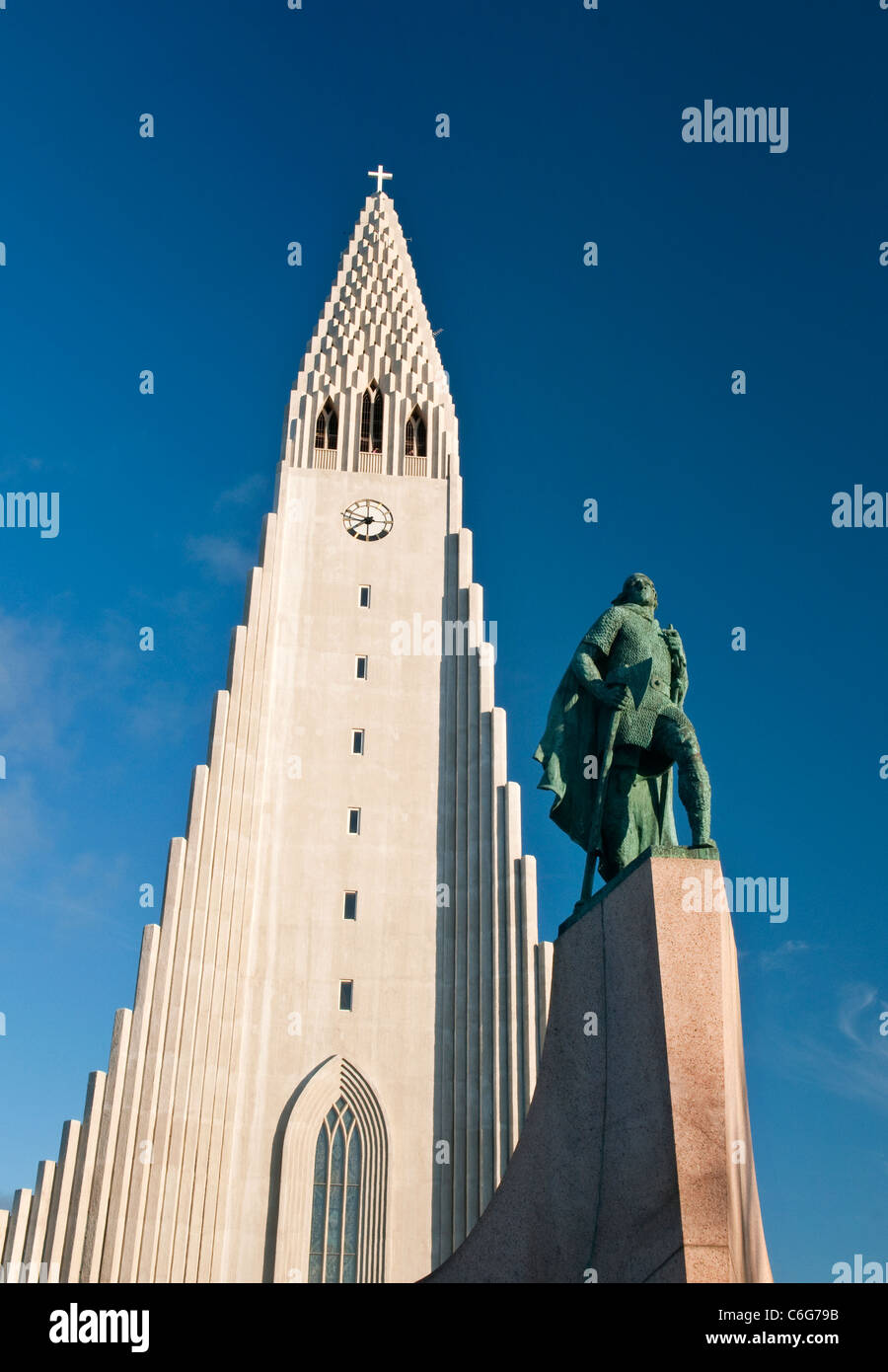 Hallgrimskirkja Church With Statue Of Leif Eriksson In Reykjavik Hallgrimskirkja Church With Statue Of Leif Eriksson In Reykjavik