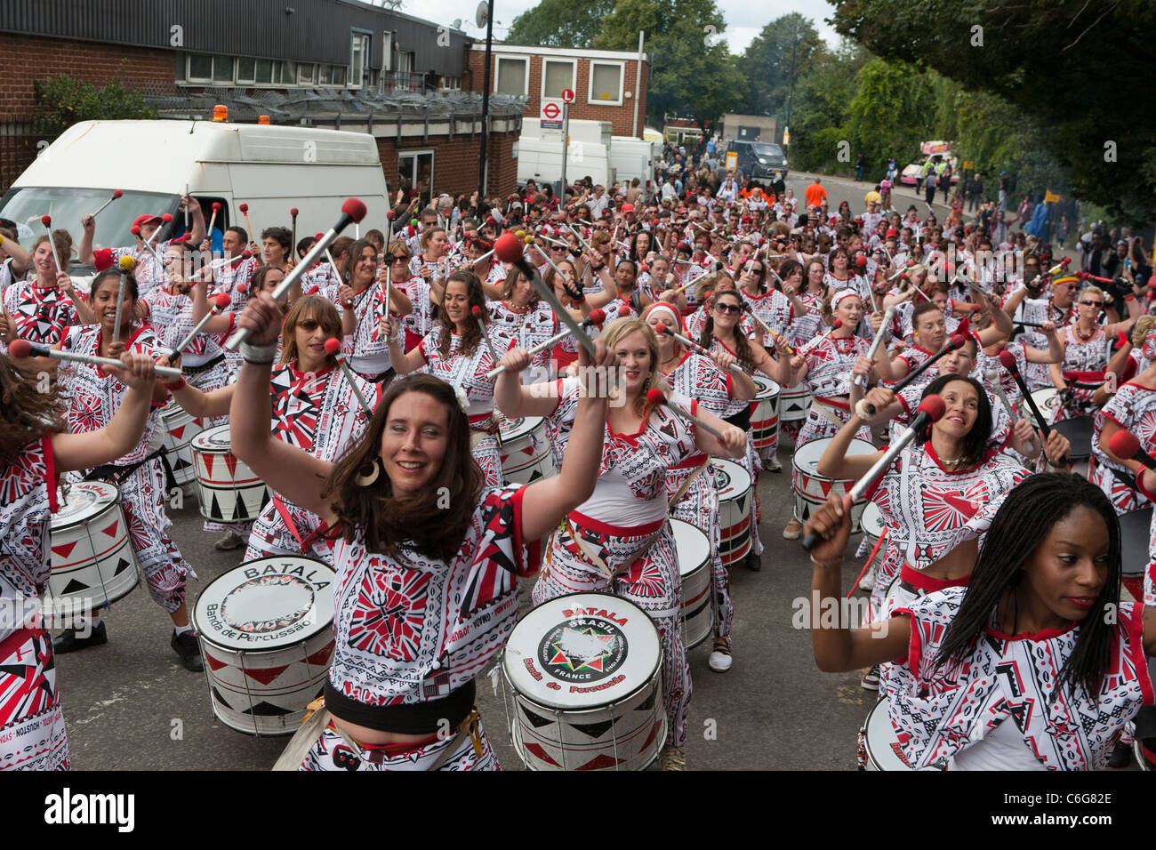 Batala drummers Notting Hill Carnival Stock Photo