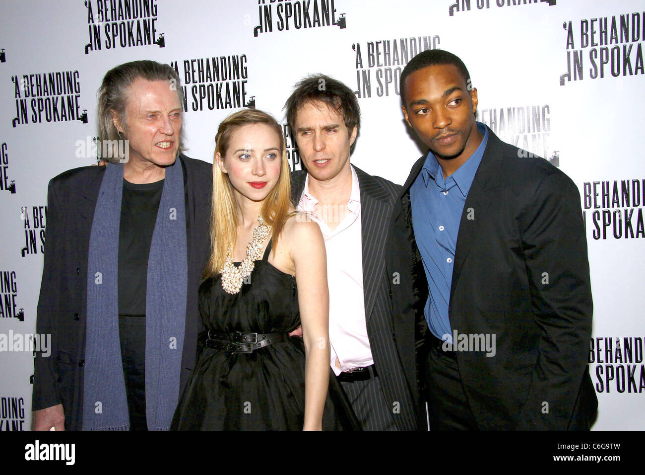 Christopher Walken, Zoe Kazan, Anthony Mackie, and Sam Rockwell at the opening night after party for the Broadway play 'Martin Stock Photo