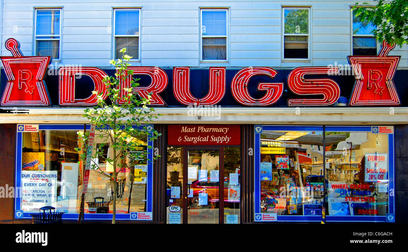 Small Town Drugstore Bordentown New Jersey Stock Photo
