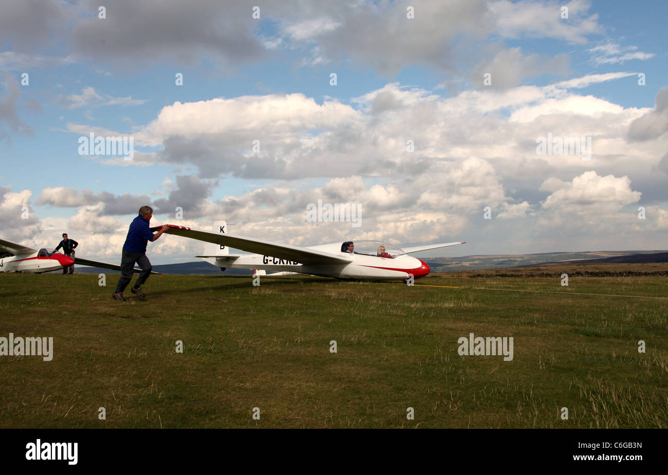 Gliding at Great Hucklow in the Peak District National Park with the