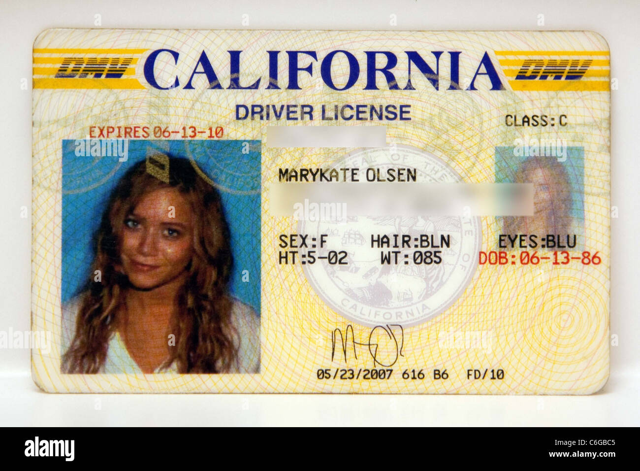 Mary-Kate Olsen is dangerously underweight, according to the information given on her driver's license. has acquired a copy of Stock Photo