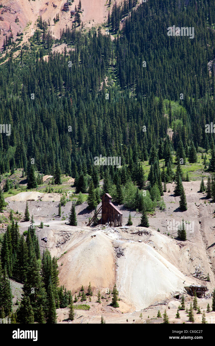 Silverton, Colorado - The remains of the Yankee Girl silver mine at Red Mountain Pass in the San Juan Mountains. Stock Photo