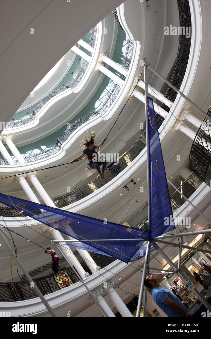 Bungee jumping inside Whiteley's of Queensway in London Stock Photo Alamy