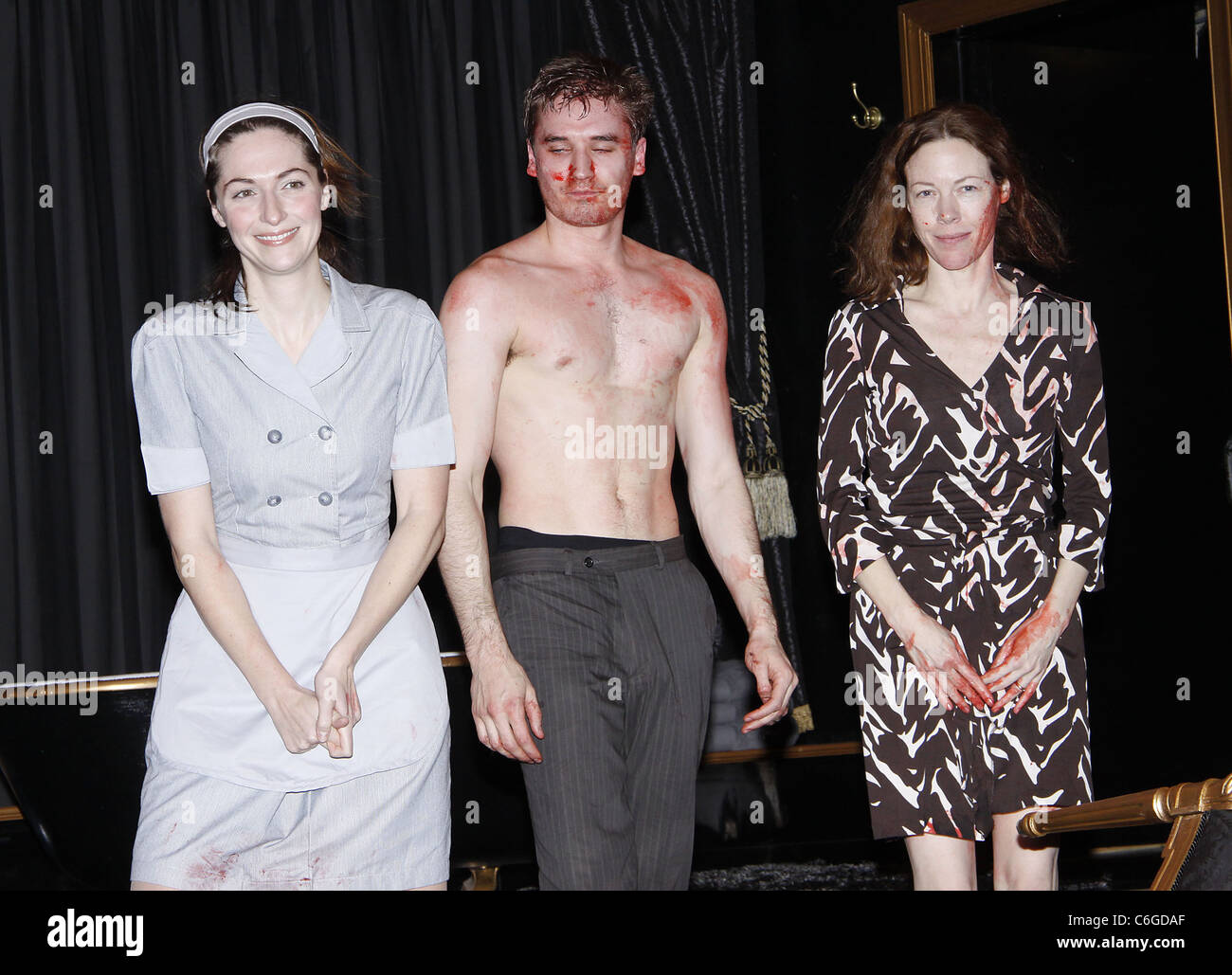 Danielle Slavick, Seth Numrich, and Veanne Cox Opening night of the Off-Broadway play 'Blind' at the Rattlestick Playwrights Stock Photo