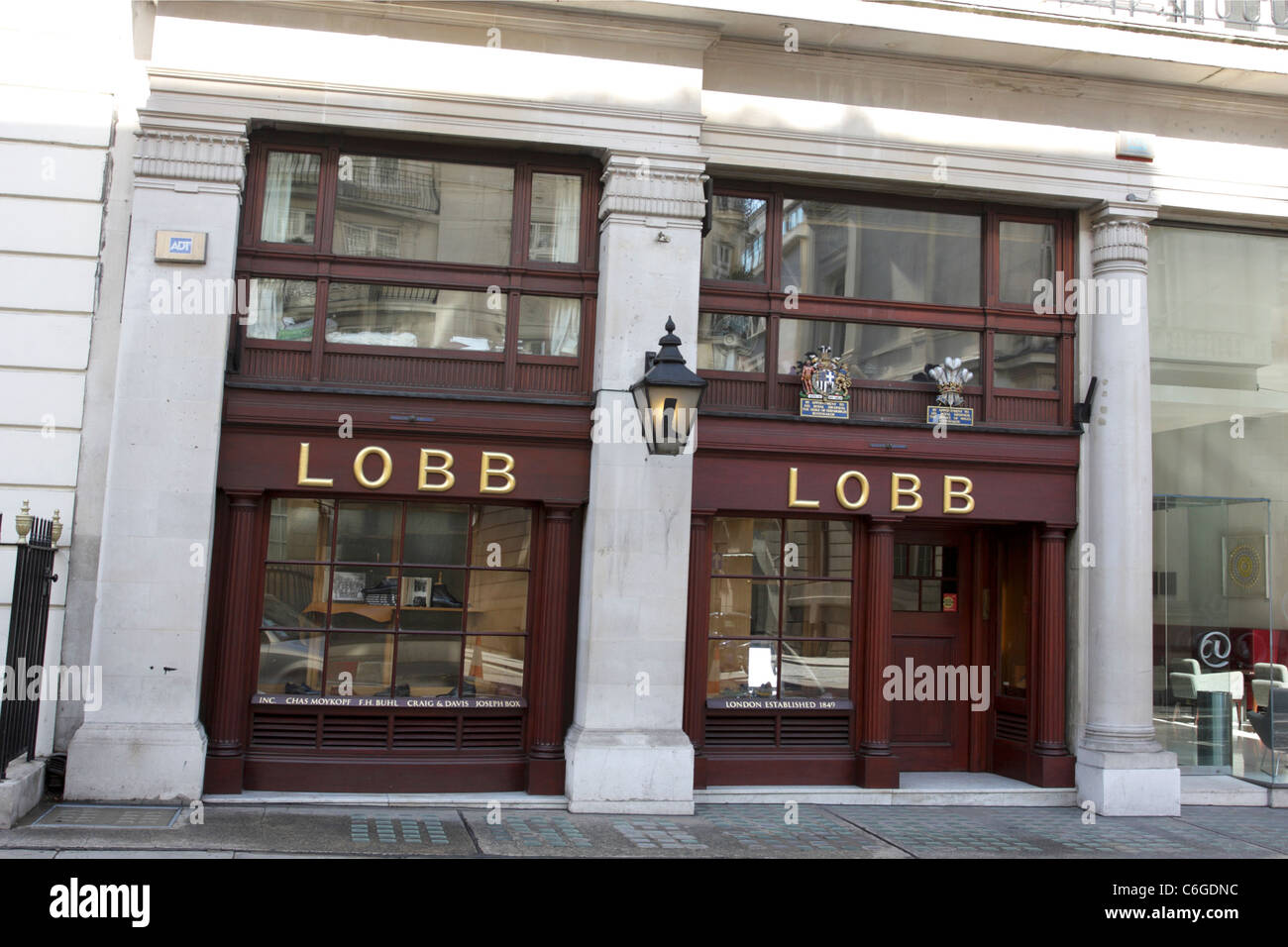 LOBB, high end boot-makers and shoemakers for both ladies and gentlemen, situated inSt James Street,London. Stock Photo