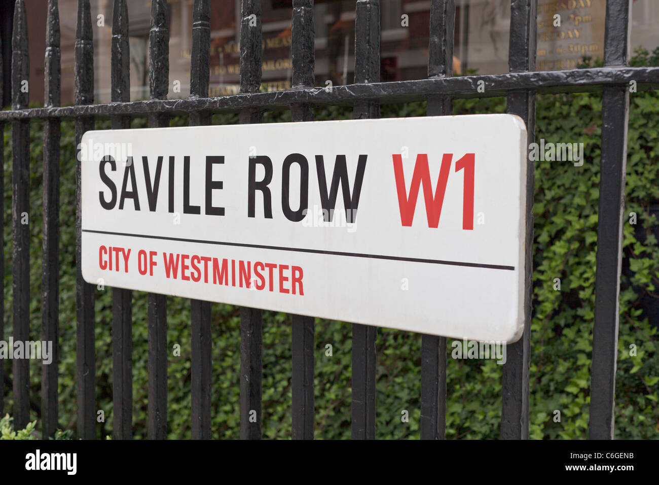 Savile Row street sign, London, England Stock Photo