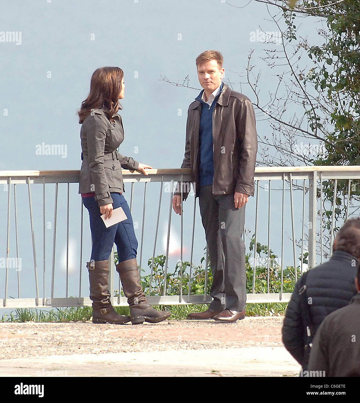 Gina Carano and Ewan McGregor on the set of 'Knockout' Barcelona, Spain