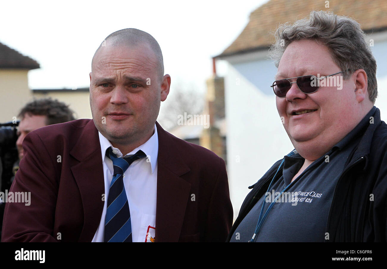 Al Murray filming a new 'Walkers Crisps' commercial in Sandwich. Kent