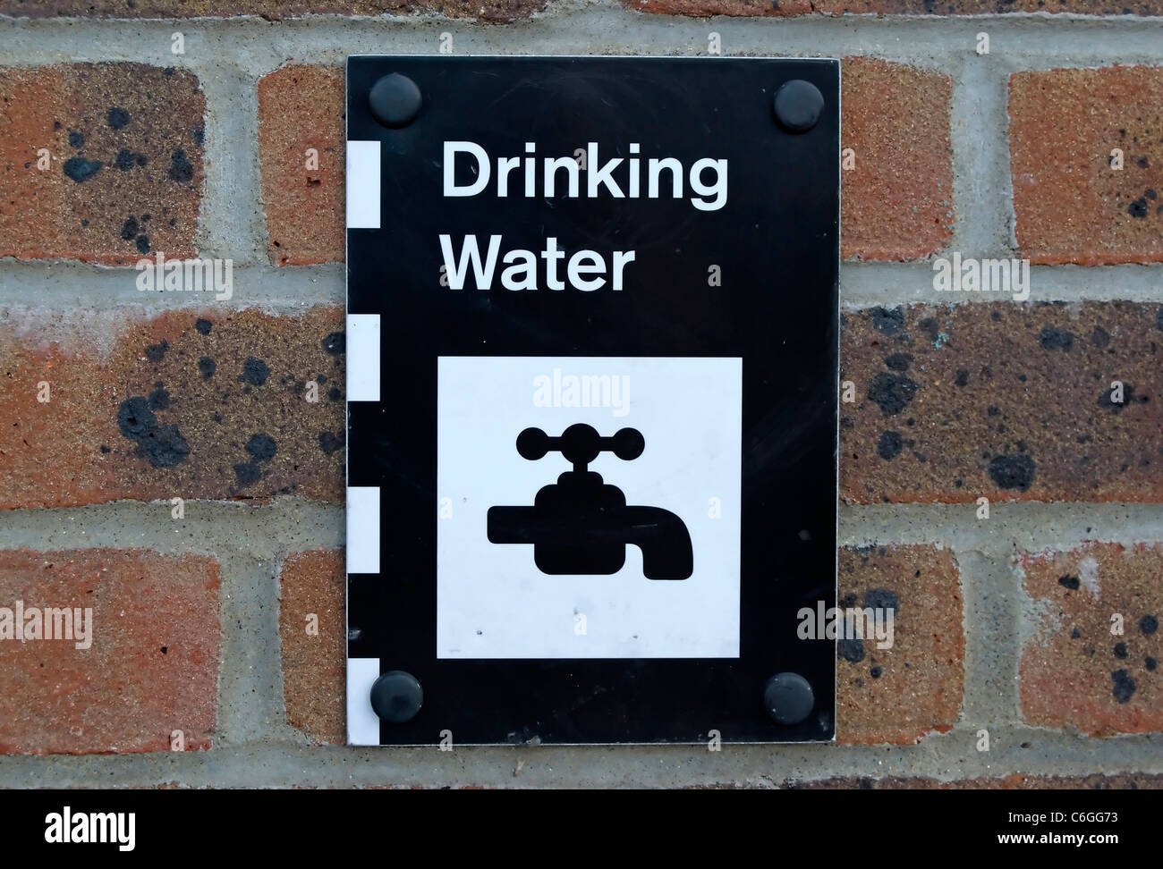 british waterways drinking water sign adjacent to the grand union canal, brentford lock, west london, england Stock Photo