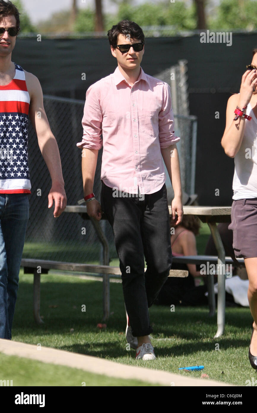 Ezra Koenig Vampire Weekend lead singer walking with a friend at the 2010  Coachella Valley Music and Arts Festival - Day 1 Stock Photo - Alamy