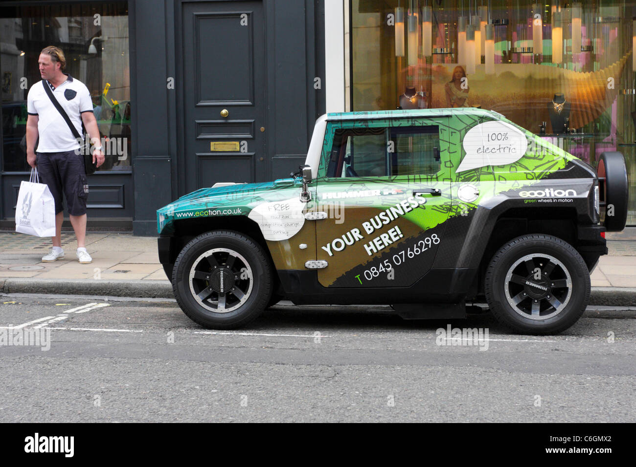 An MEV Hummer HX tm electric vehicle parked in New Bond Street, London. Stock Photo