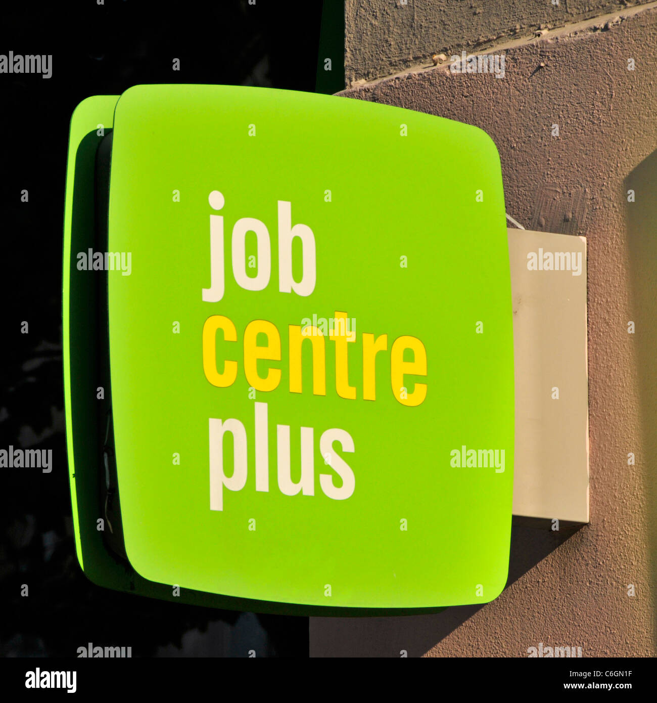 Central London Job Centre Plus sign for a quango used by the UK Department for Work and Pensions England to help find employment & pay welfare benefit Stock Photo