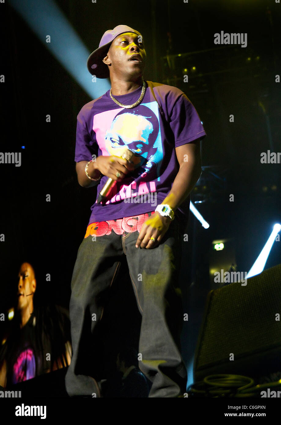 Dizzee Rascal performing at the Manchester Evening News Arena ...