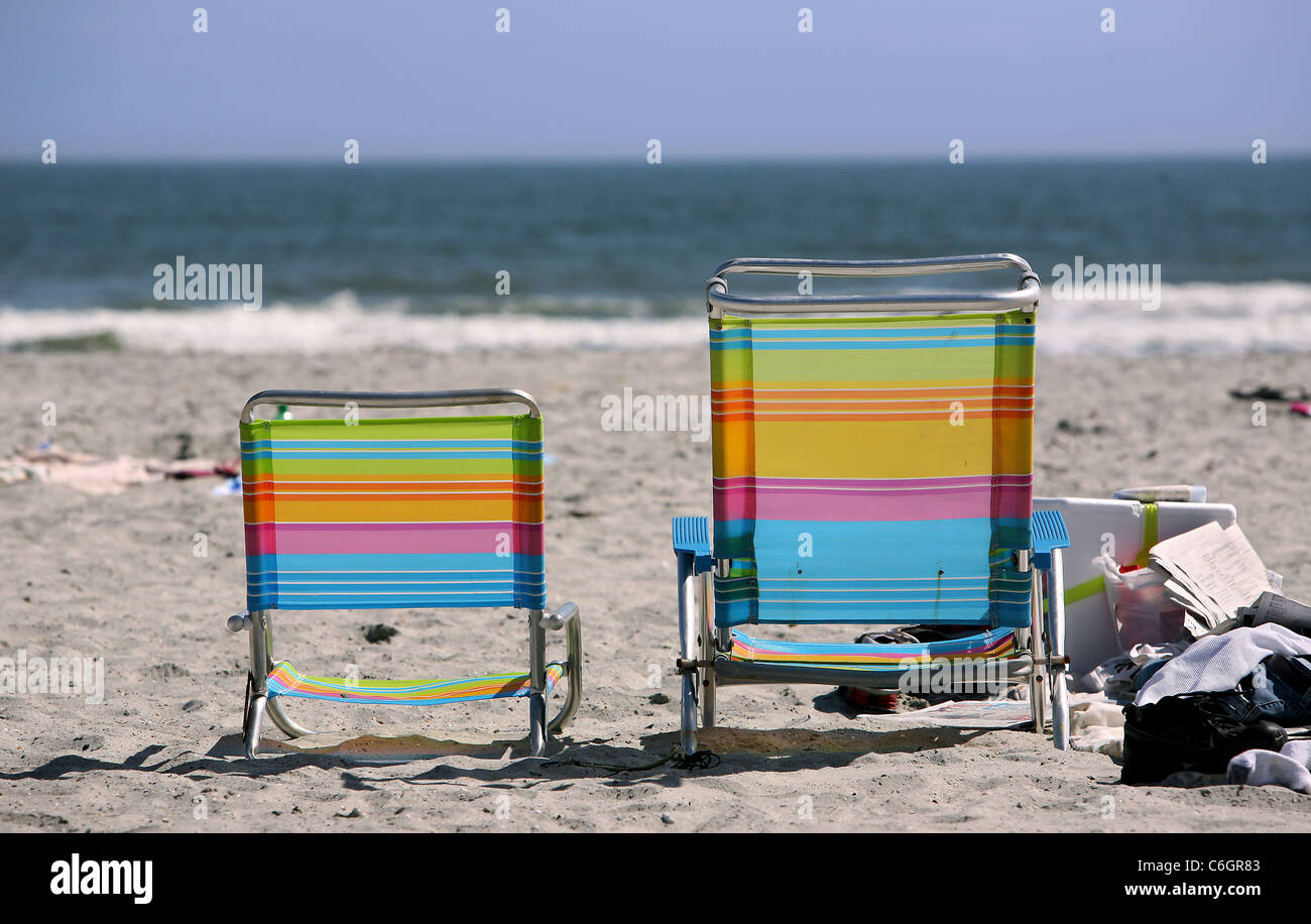 Beach chairs on the Isle of Palms, South Carolina beach Stock Photo Alamy