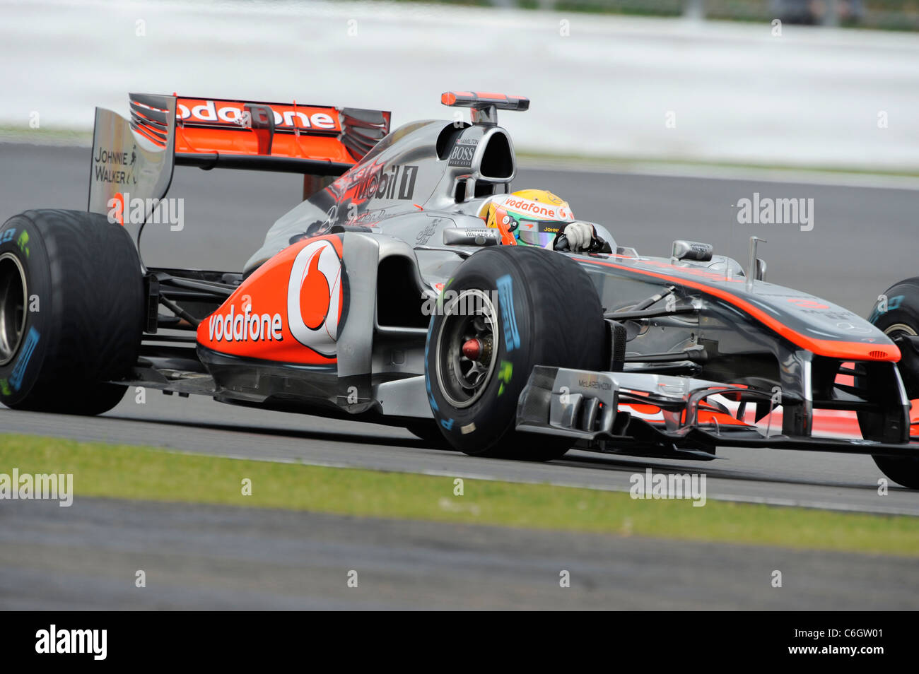 Lewis Hamilton in British Grand Prix Stock Photo