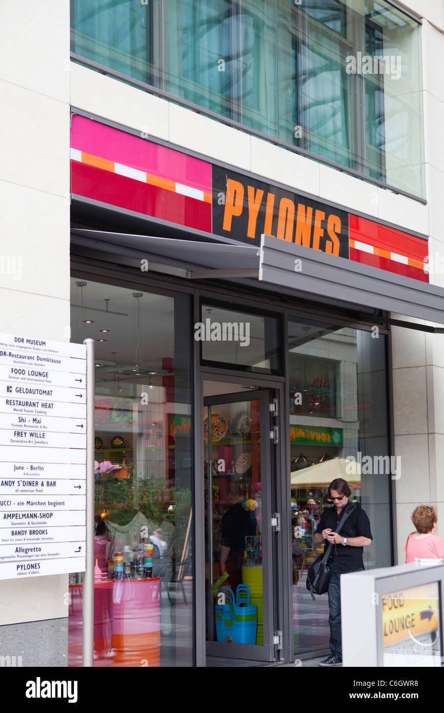 Pylones franchising colorful store berlin hires stock photography and