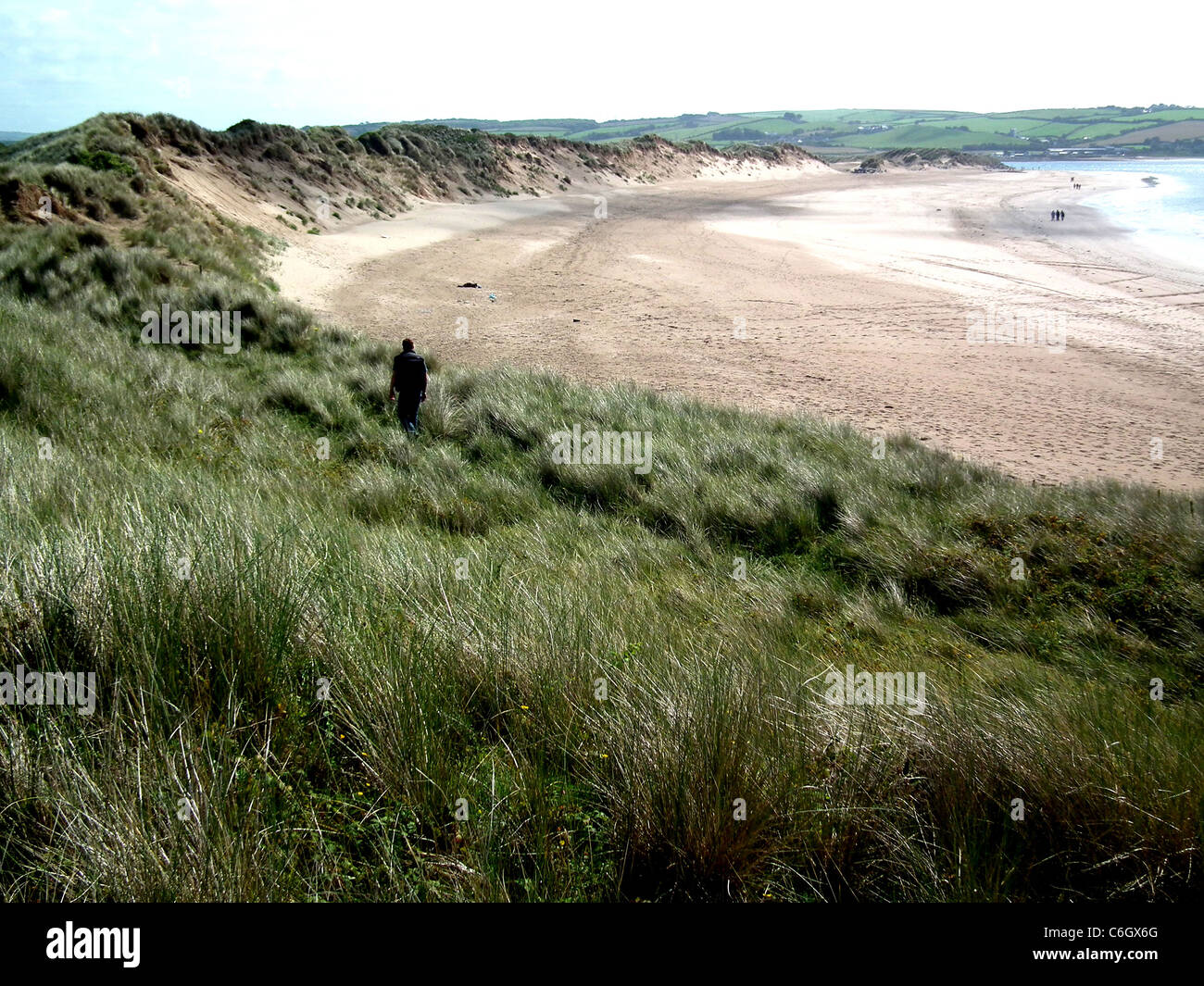 SAUNTON SANDS backed by Braunton Burrows dunes on north west coast of England. Photo Tony Gale Stock Photo