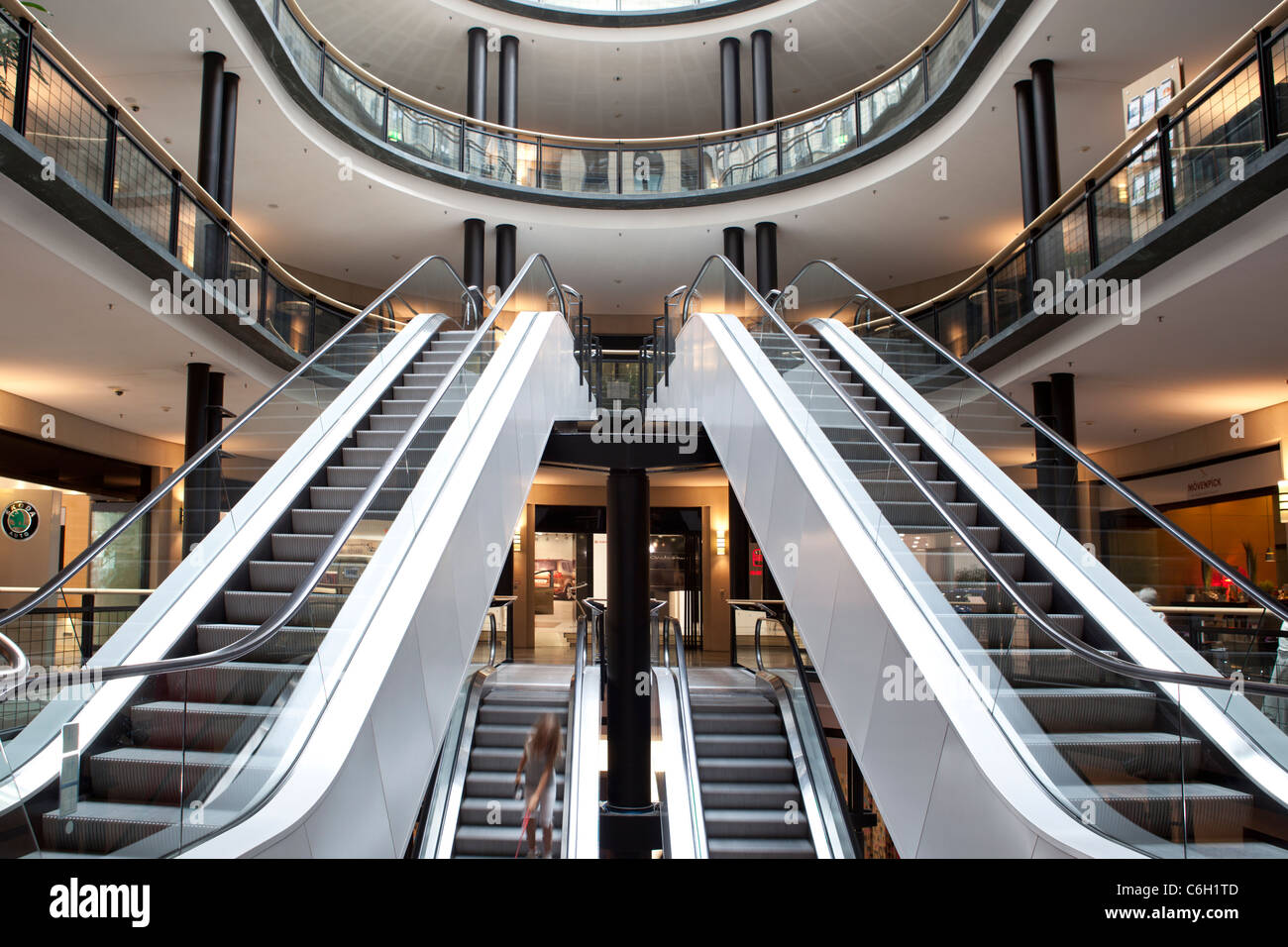 FRIEDRICH STRASSE EXPOSITION CENTER BERLIN. ESCALATORS AND MULTI FLOORS Stock Photo