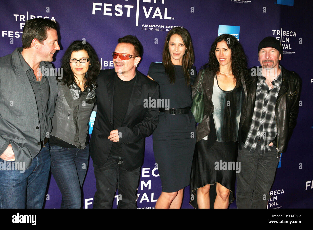 Edward Burns, Ali Hewson, Bono, Christy Turlington Burns, Morleigh Steinberg and The Edge 9th Annual Tribeca Film Festival - Stock Photo