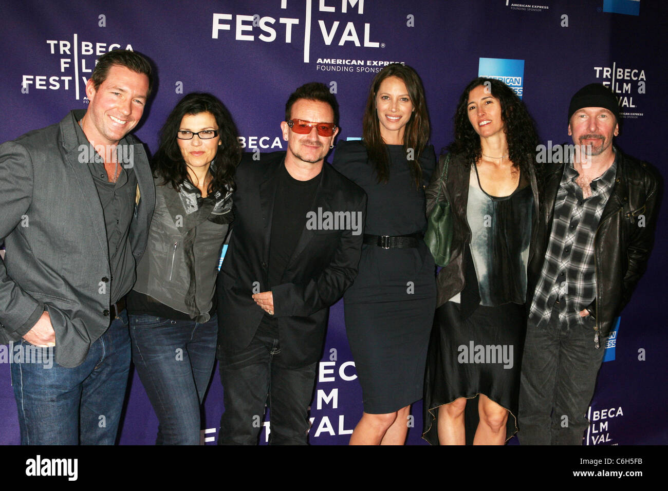 Edward Burns, Ali Hewson, Bono, Christy Turlington Burns, Morleigh Steinberg and The Edge 9th Annual Tribeca Film Festival - Stock Photo