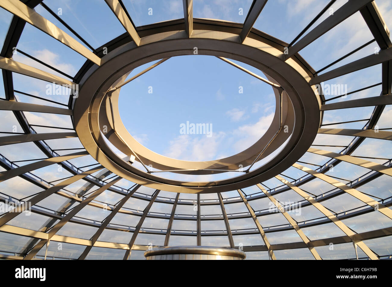 Sky View of the Reichstag Dome from Inside. Top of the Reichstag, Germany's parliament building, Berlin Stock Photo
