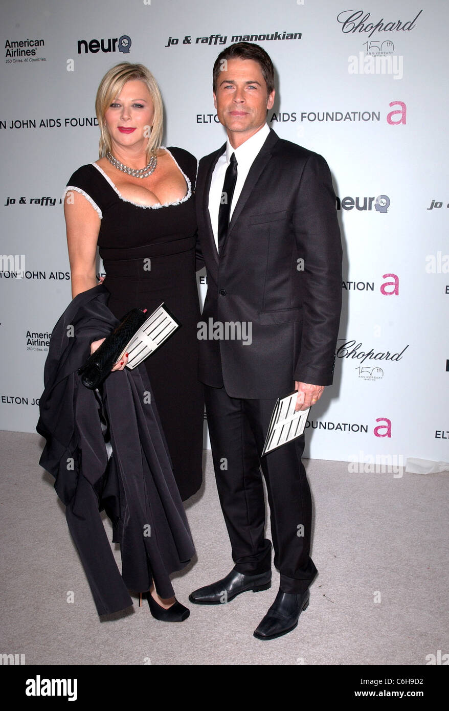 Rob Lowe (R) and Sheryl Berkoff 18th Annual Elton John AIDS Foundation Academy Awards (Oscars) Viewing Party - Arrivals held at Stock Photo