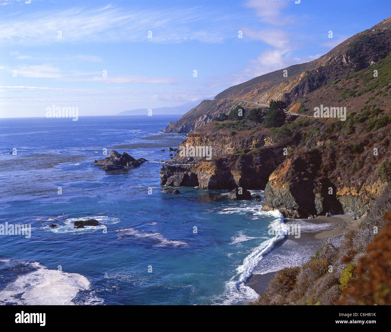 Coastal view from Pacific Highway 1, Big Sur, California, United States of America Stock Photo