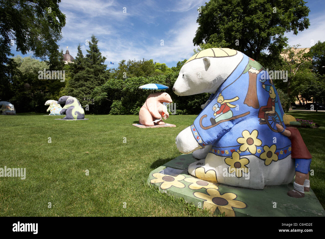 bears on broadway statues in the grounds of the manitoba legislative