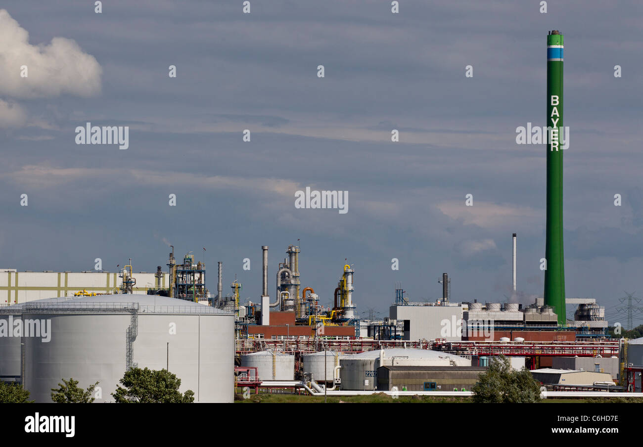 Detail of industrial plant belonging to the chemical company Bayer AG Stock Photo