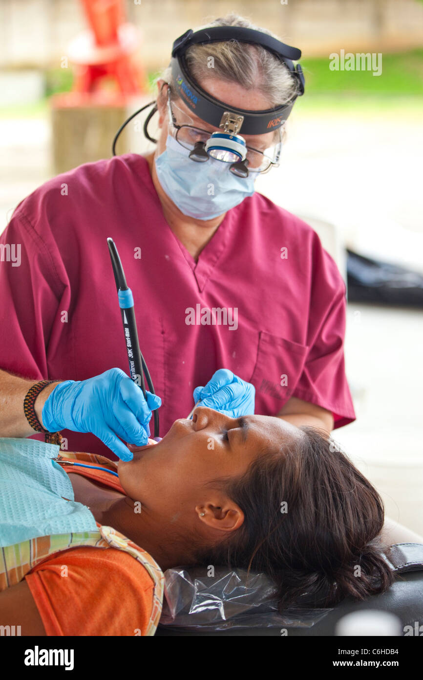 Dental work from the USNS Comfort Hospital Ship, San Salvador, El Salvador Stock Photo