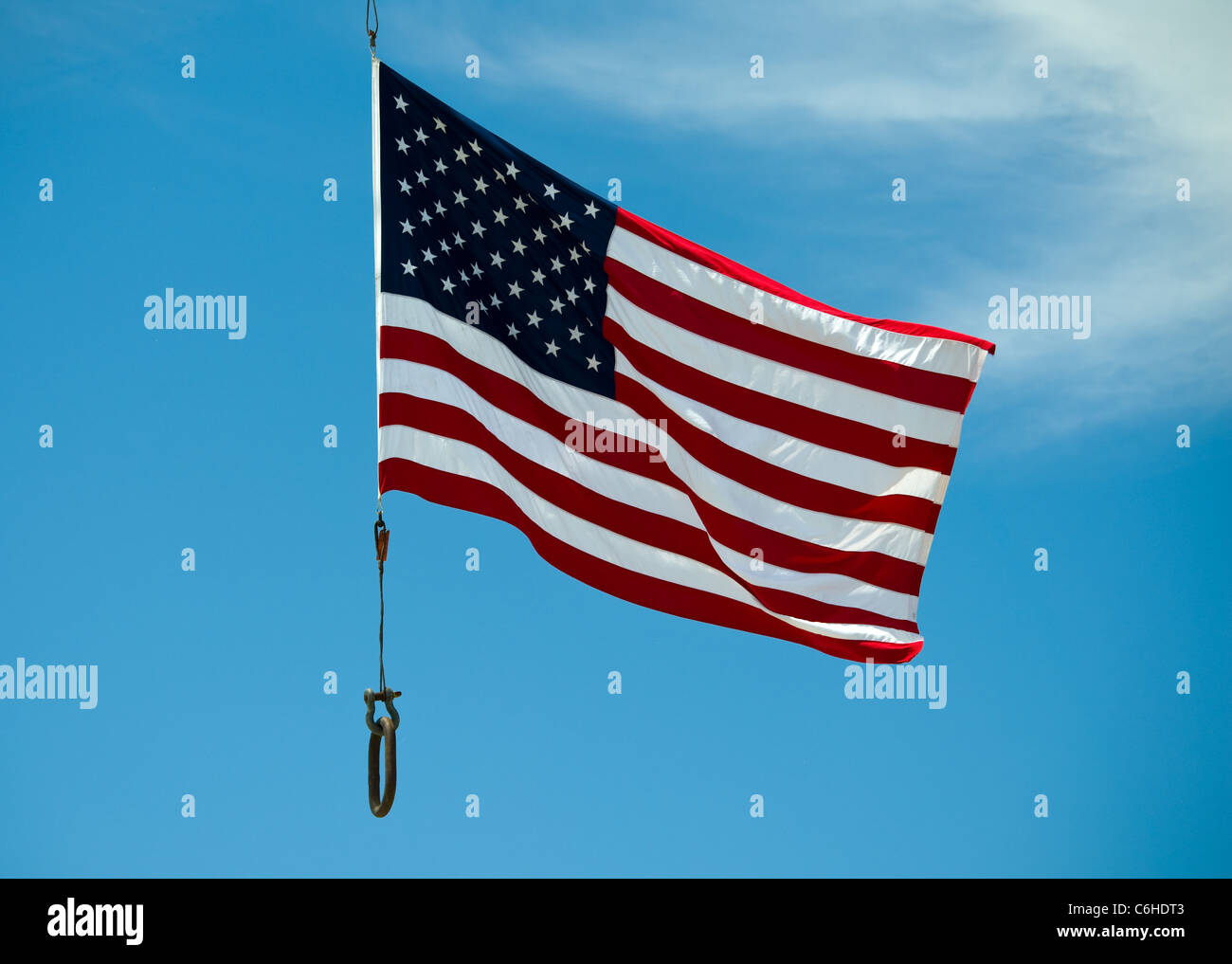 American flag on blue sky Stock Photo - Alamy
